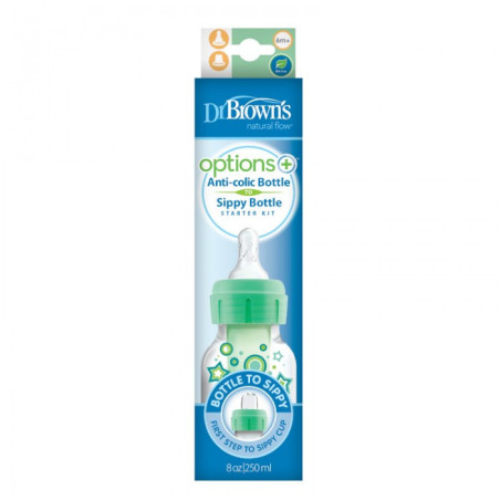 Butelka ze smoczkiem i ustnikiem Opti+ 6m+ 250 ml Zielona / Dr Brown's