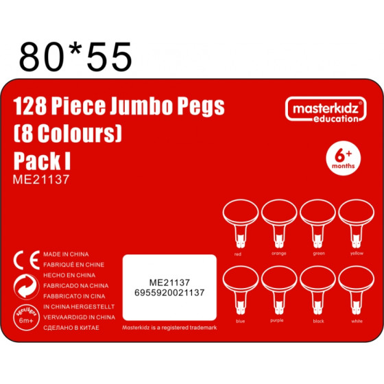 Kolorowe kołeczki Jumbo do tablicy STEM 128 szt. / Masterkidz