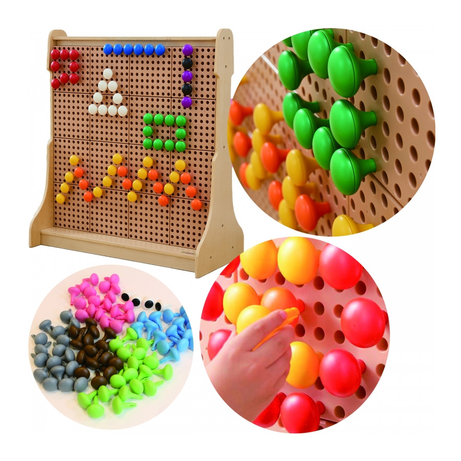 Kolorowe kołeczki Jumbo do tablicy STEM 128 szt. / Masterkidz