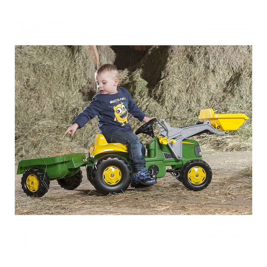 Traktor na pedały z łyżką i przyczepą RollyKid John Deere / Rolly Toys