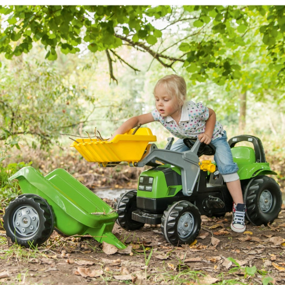 Traktor z łyżką i przyczepką RollyKid Deutz-Fahr / Rolly Toys