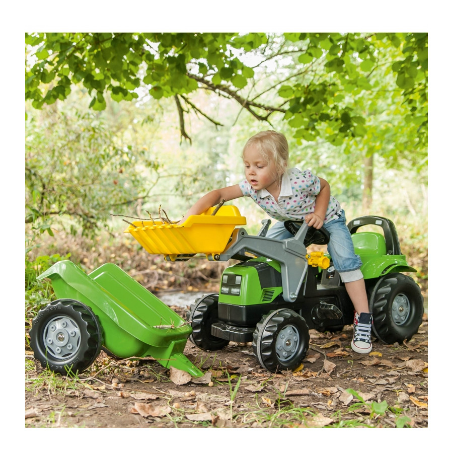 Traktor z łyżką i przyczepką RollyKid Deutz-Fahr / Rolly Toys
