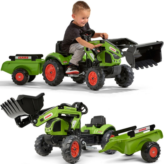 Traktor na pedały z przyczepą i łyżką Claas / Falk