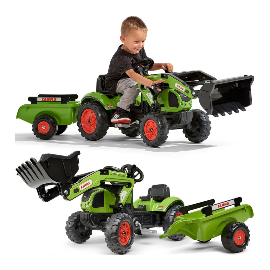 Traktor na pedały z przyczepą i łyżką Claas / Falk