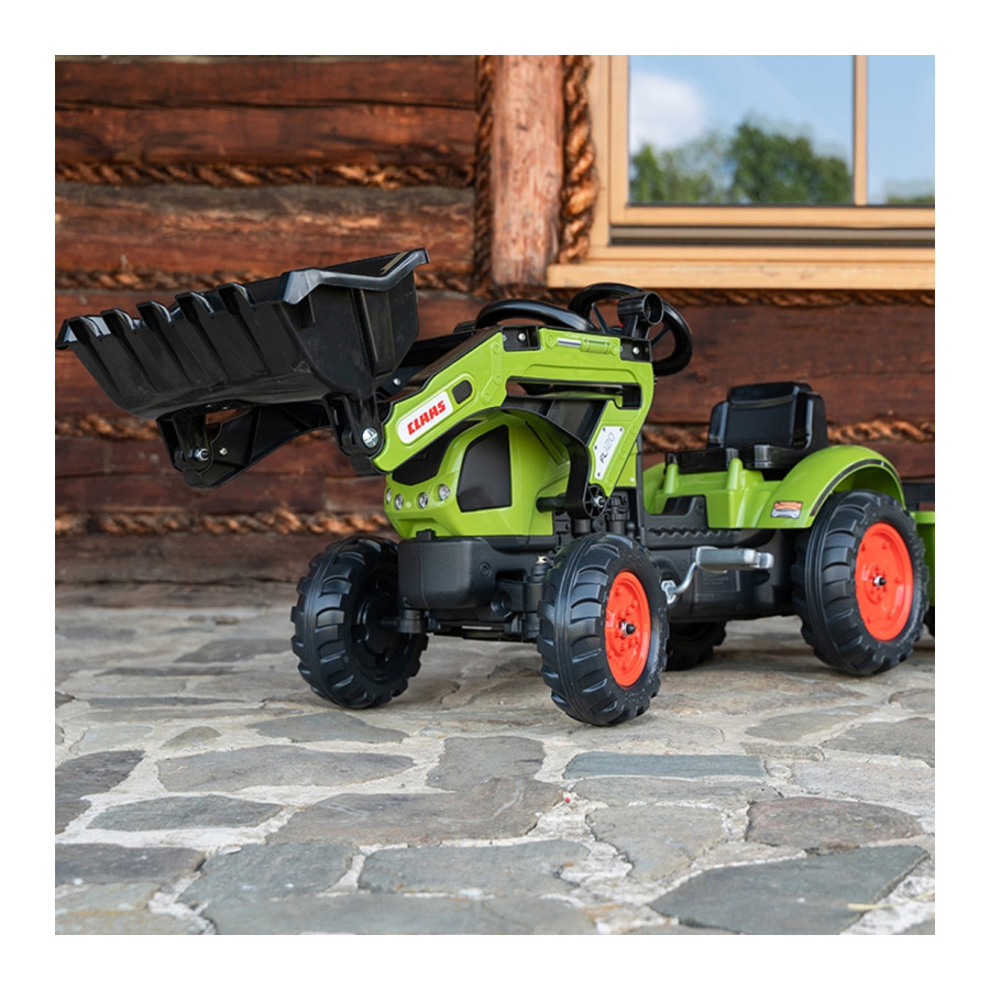 Traktor na pedały z przyczepą i łyżką Claas / Falk
