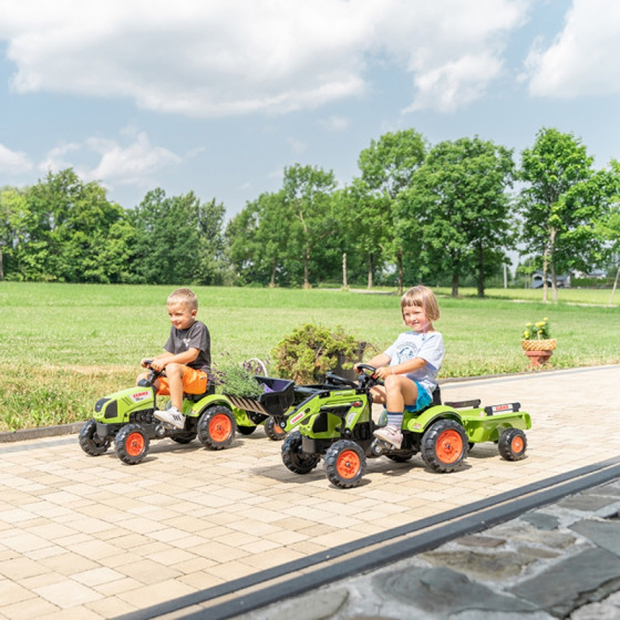 Traktor na pedały z przyczepą i łyżką Claas / Falk