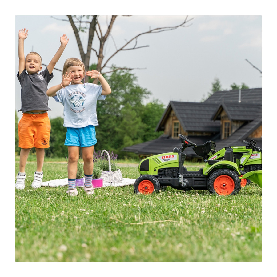 Traktor na pedały z przyczepą i łyżką Claas / Falk