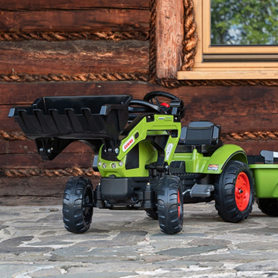 Traktor na pedały z przyczepą i łyżką Claas / Falk