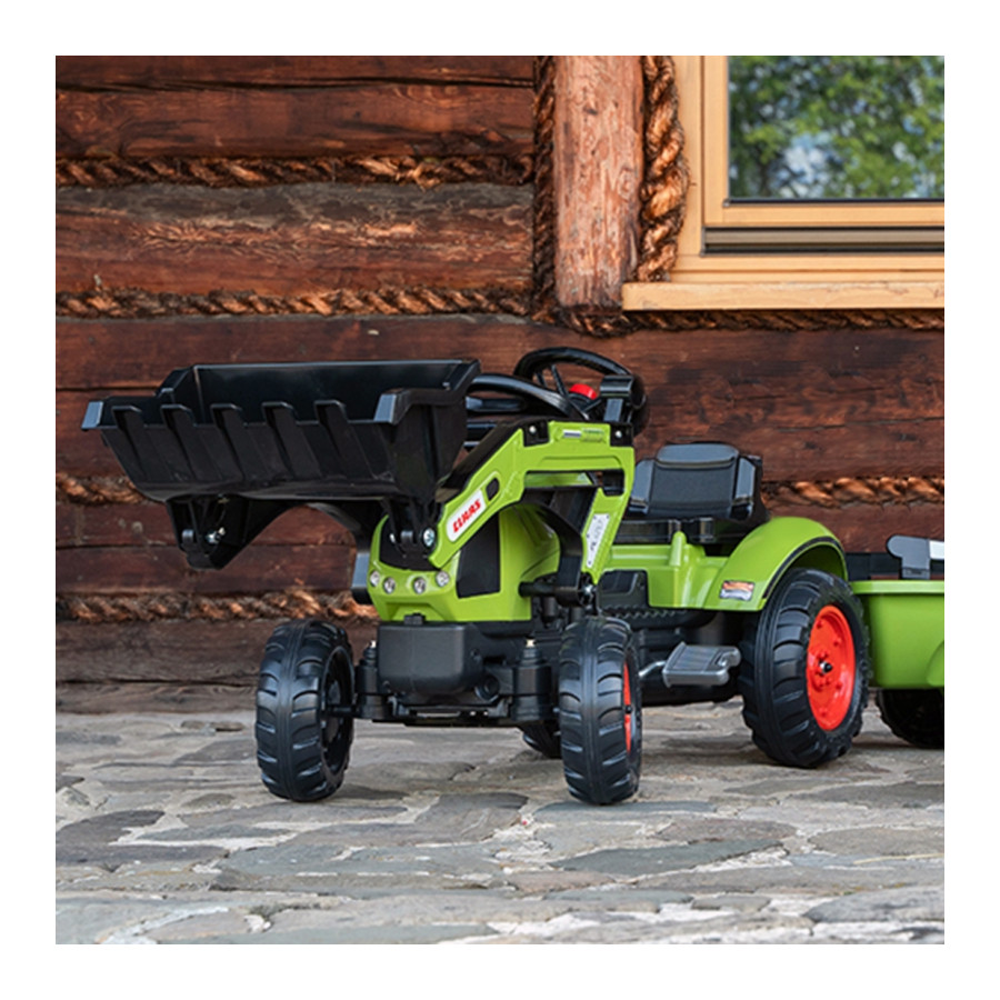 Traktor na pedały z przyczepą i łyżką Claas / Falk