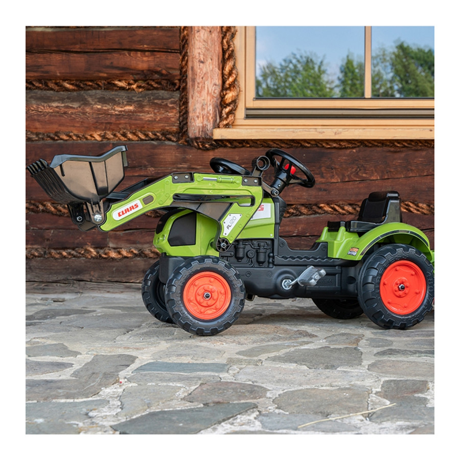 Traktor na pedały z przyczepą i łyżką Claas / Falk
