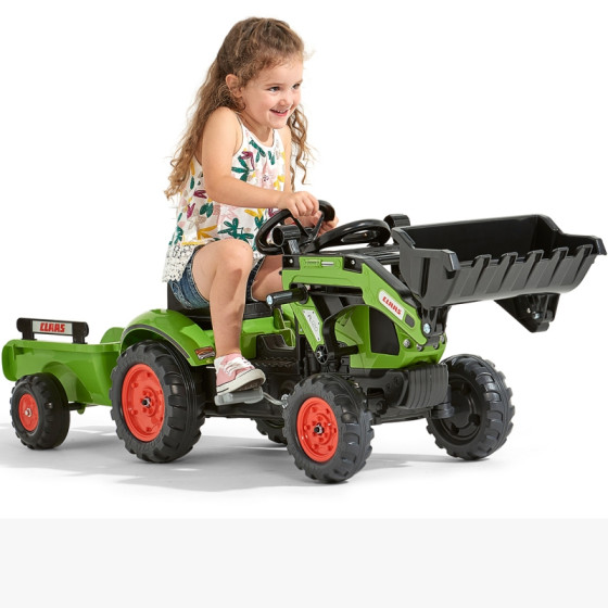 Traktor na pedały z przyczepą i łyżką Claas / Falk