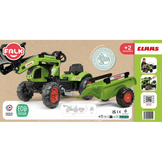 Traktor na pedały z przyczepą i łyżką Claas / Falk