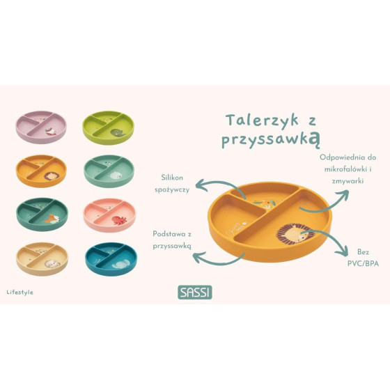 Talerzyk silikonowy z przyssawką Leniwiec / Sassi