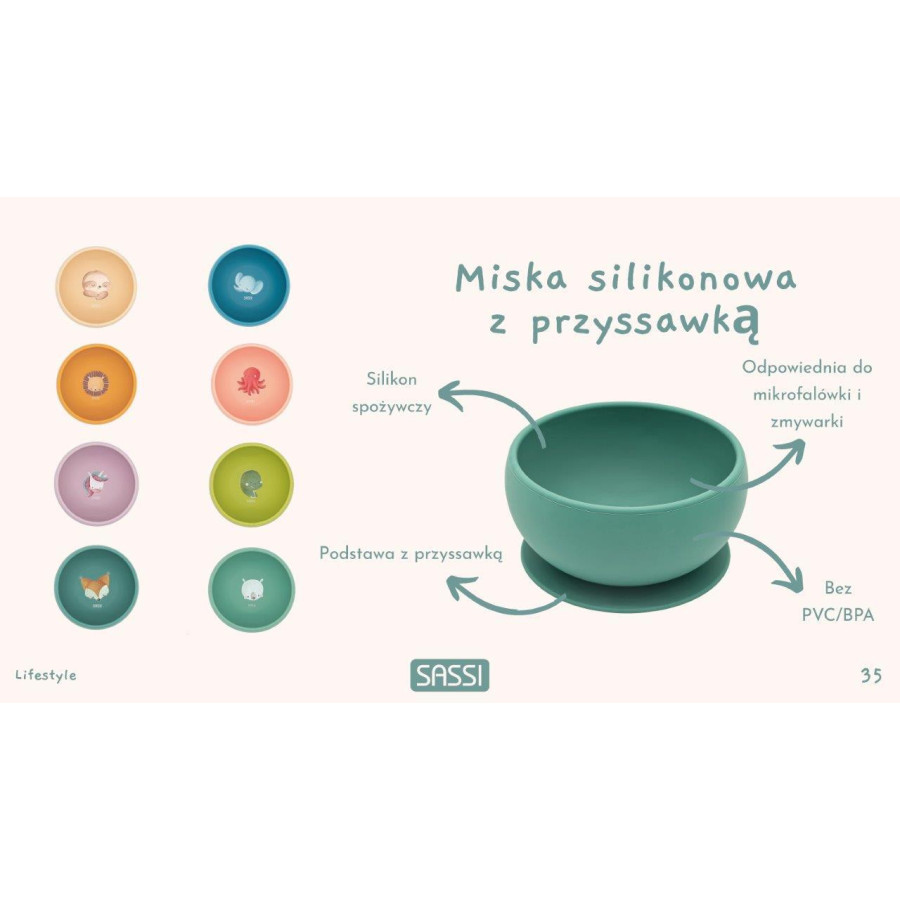 Miseczka silikonowa z przyssawką Leniwiec / Sassi