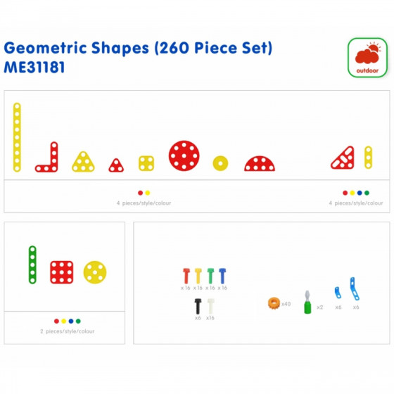Zestaw geometrycznych kształtów do tablicy STEM 260 el. / Masterkidz
