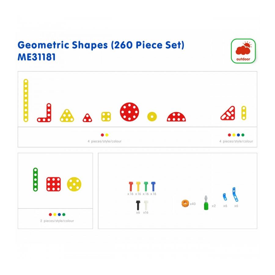 Zestaw geometrycznych kształtów do tablicy STEM 260 el. / Masterkidz