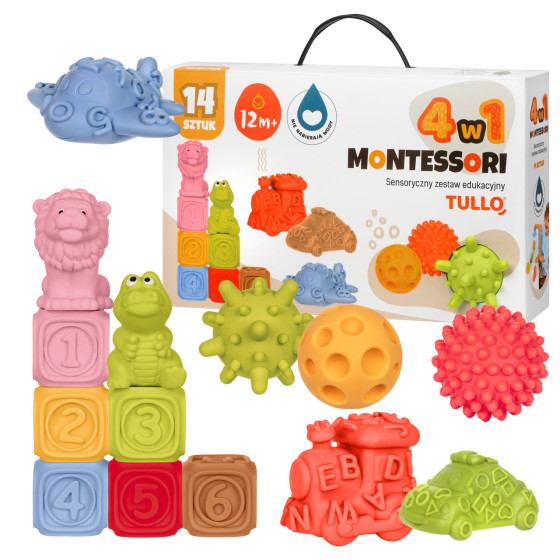 Sensoryczny zestaw edukacyjny Montessori 14 el. / Tullo