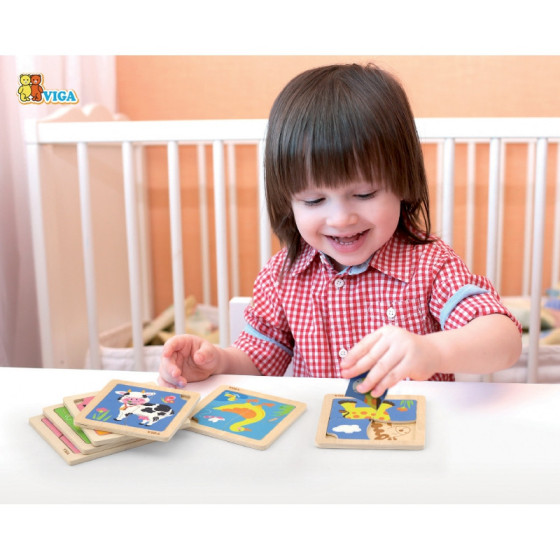 Mini puzzle maluszka Żyrafka 4 el. / Viga