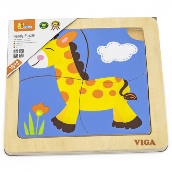 Mini puzzle maluszka Żyrafka 4 el. / Viga