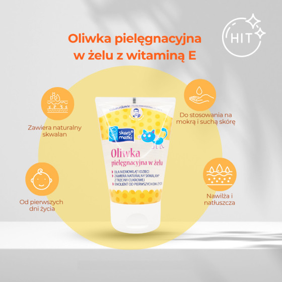 Oliwka w żelu z witaminą E dla niemowląt i dzieci 125 ml / Skarb Matki