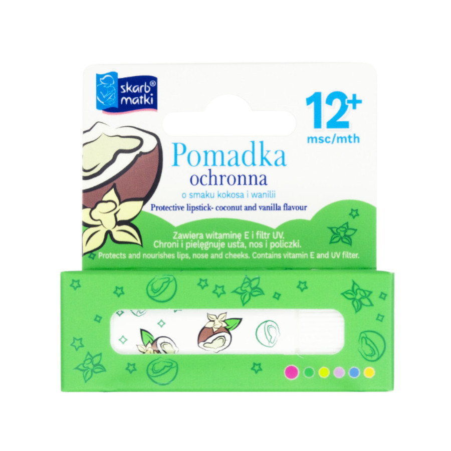 Pomadka ochronna o smaku kokosa i wanilii 6,5g / Skarb Matki