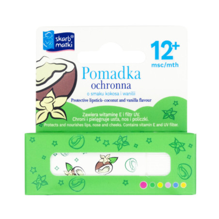 Pomadka ochronna o smaku kokosa i wanilii 6,5g / Skarb Matki