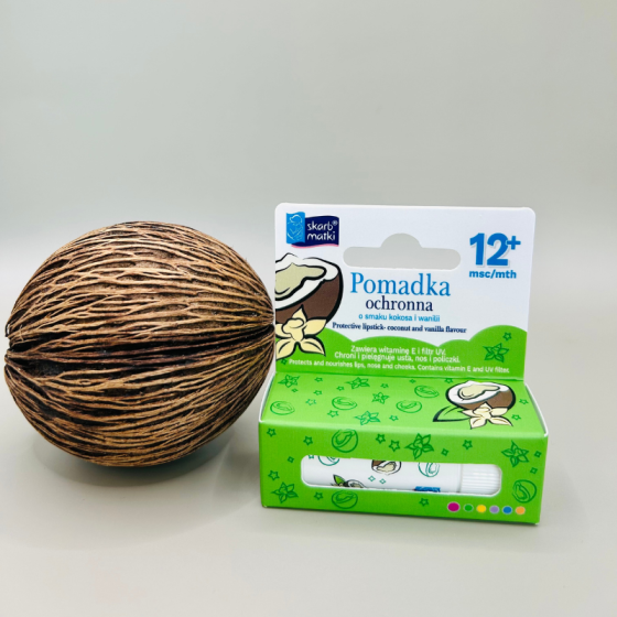 Pomadka ochronna o smaku kokosa i wanilii 6,5g / Skarb Matki