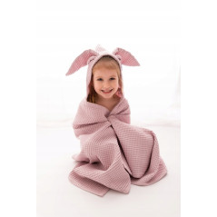 Ręczniczek z kapturkiem wafel bunny 70x140 cm Różowy / Baby Matex