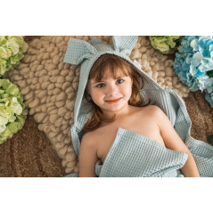 Ręczniczek z kapturkiem wafel bunny 70x140 cm Niebieski / Baby Matex