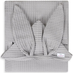 Ręczniczek z kapturkiem wafel bunny 70x140 cm Ciemny szary / Baby Matex