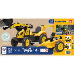 Traktor na pedały Komatsu z łyżką i koparką / Falk