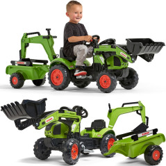 Traktor na pedały CLAAS Arion Backhoe z łyżką i koparką / Falk
