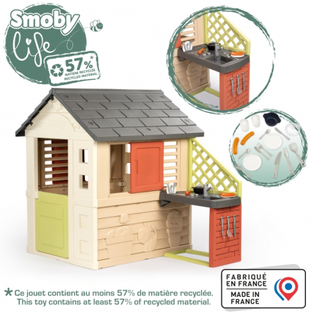 Domek z kuchnią zewnętrzną + 17 akcesoriów / Smoby