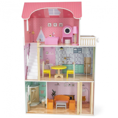 Domek dla lalek 3-piętrowy z wyposażeniem / Viga