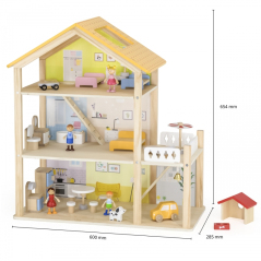 Domek dla lalek z laleczkami i akcesoriami / Viga