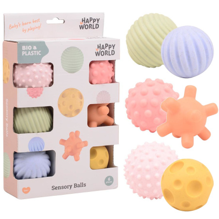 Piłeczki sensoryczne Happy World 6 szt. / Joueco
