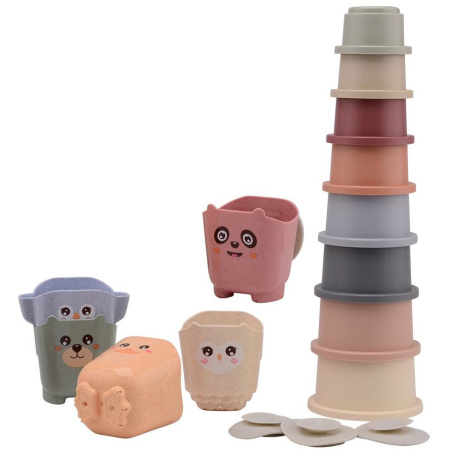 Wieża kubków i wiaderek HappyWorld 17 szt. / Joueco