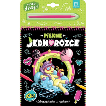 Zdrapywanka z rysikiem Piękne jednorożce / Aksjomat