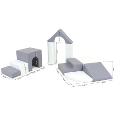 Zestaw miękkich modułów biało-szarych Little Crawler 10 el. / Iglu