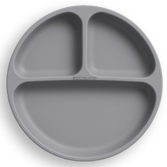 Silikonowy talerzyk z podziałką i przyssawkami Ciemny szary / Bocioland