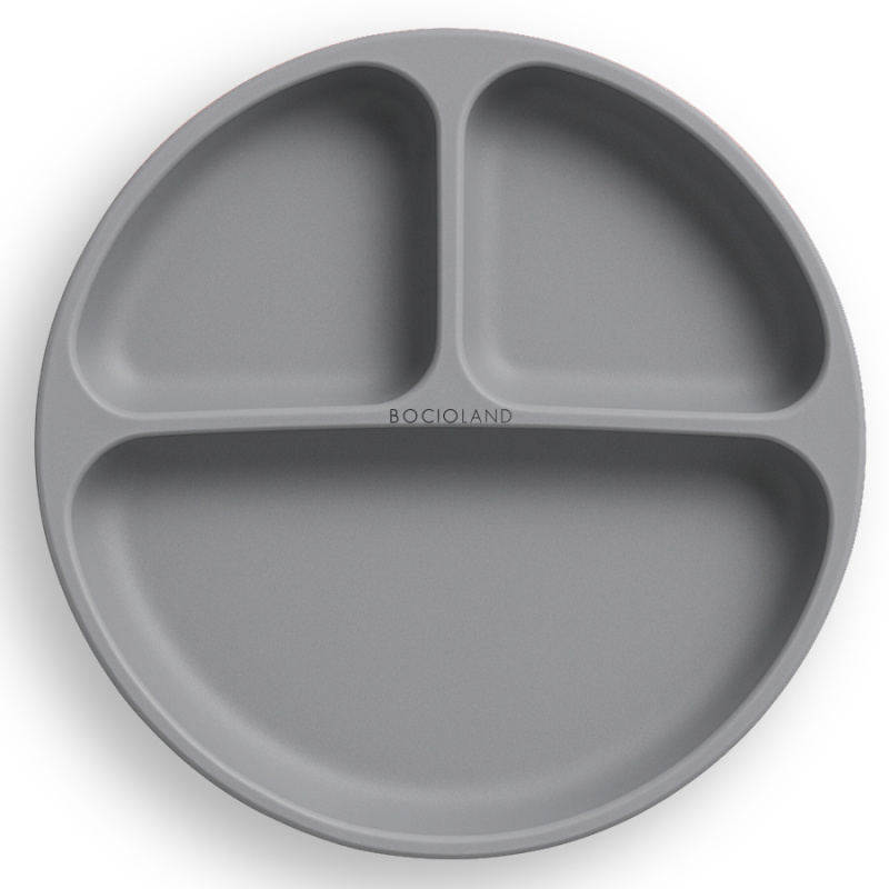 Silikonowy talerzyk z podziałką i przyssawkami Ciemny szary / Bocioland Silikonowy talerzyk z podziałką i przyssawkami Ciemny szary / Bocioland