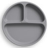 Silikonowy talerzyk z podziałką i przyssawkami Ciemny szary / Bocioland