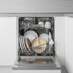 Silikonowy talerzyk z podziałką i przyssawkami Jasny szary / Bocioland