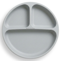 Silikonowy talerzyk z podziałką i przyssawkami Jasny szary / Bocioland