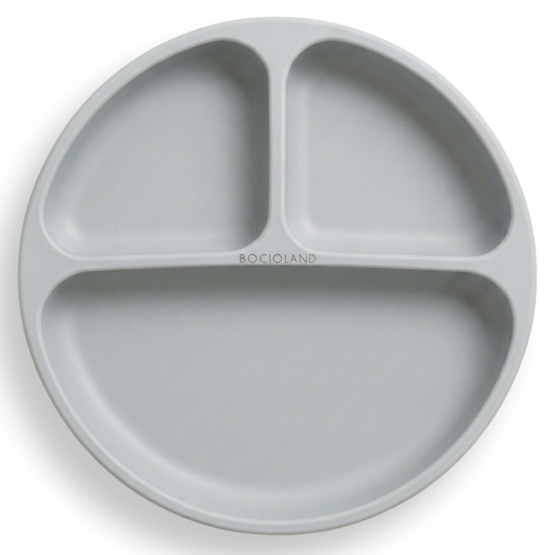 Silikonowy talerzyk z podziałką i przyssawkami Jasny szary / Bocioland Silikonowy talerzyk z podziałką i przyssawkami Jasny szary / Bocioland