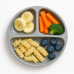 Silikonowy talerzyk z podziałką i przyssawkami Jasny szary / Bocioland