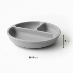 Silikonowy talerzyk z podziałką i przyssawkami Jasny szary / Bocioland