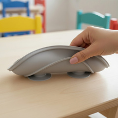 Silikonowy talerzyk z podziałką i przyssawkami Jasny szary / Bocioland