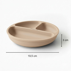 Silikonowy talerzyk z podziałką i przyssawkami Beżowy / Bocioland