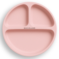 Silikonowy talerzyk z podziałką i przyssawkami Różowy / Bocioland